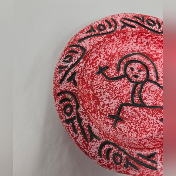 R.D. Guillen Hand Made Studio Pottery Reds & Pink Splash Of Black Primitive Look - Picture 2 of 10